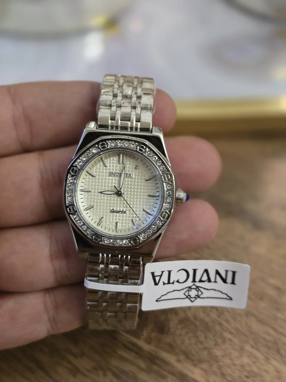 Invicta Women's Silver Crystal Bezel Quartz Watch